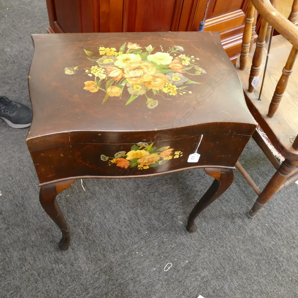 PAINTED QUEEN ANNE STYLE SEWING BOX H. 610MM Image 1++