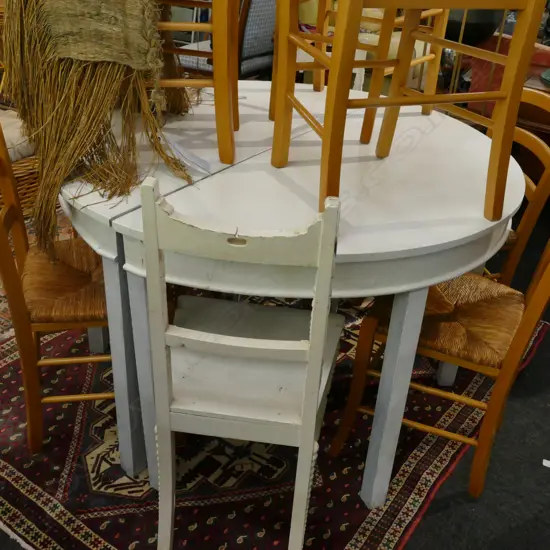 PR DEMI LUNE WHITE-PAINTED WOODEN SIDE TABLES W. 1245MM