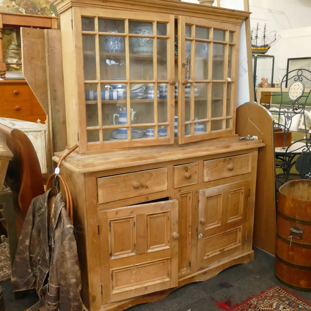 19TH C PINE GLAZED DRESSER W 1550 MM Image 1++