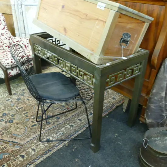 CHINESE BRASS SIDE TABLE - GLASS MISSING W. 1010MM