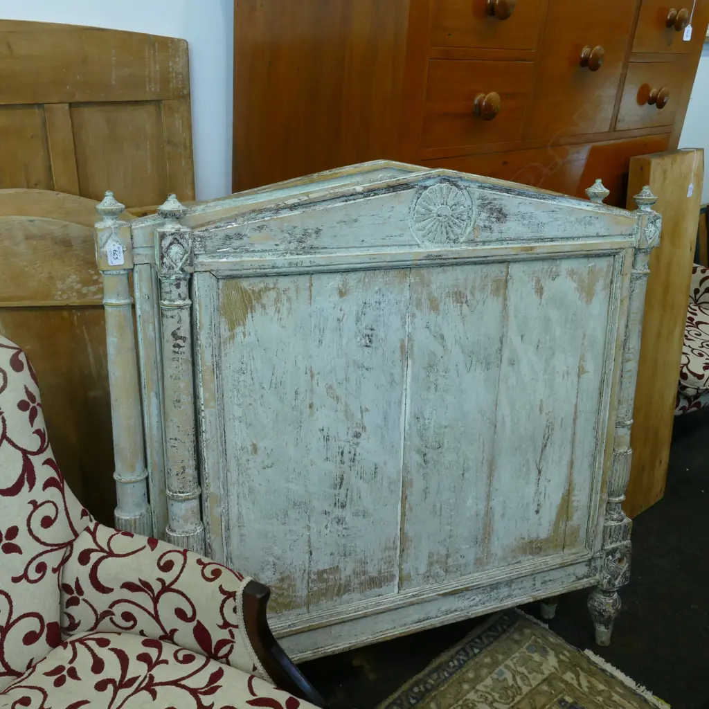 ANTIQUE STYLE WOODEN SINGLE BEDFRAME - DISTRESSED FINISH W. 1020MM + BASE / MATTRESS Image 1++