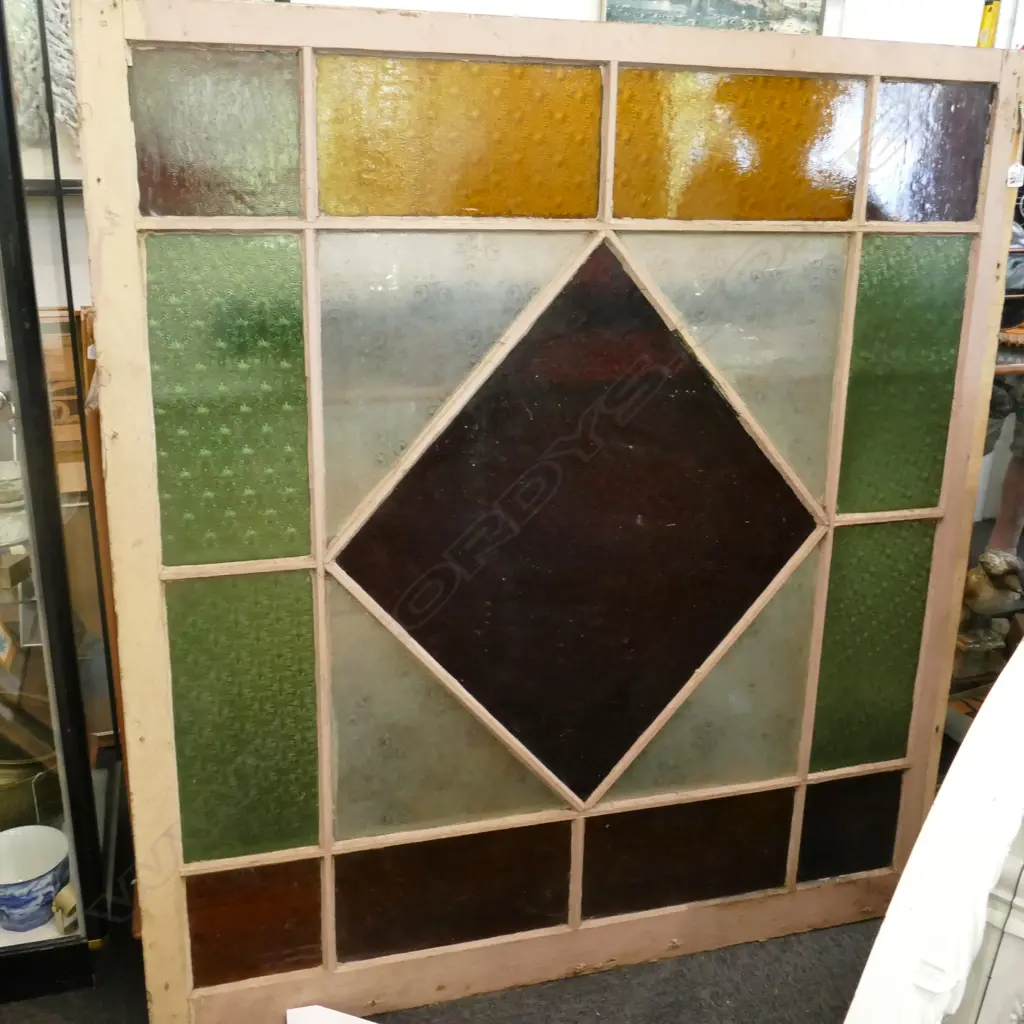 19THC LGE STAINED GLASS VERANDA WINDOW  Image 1++