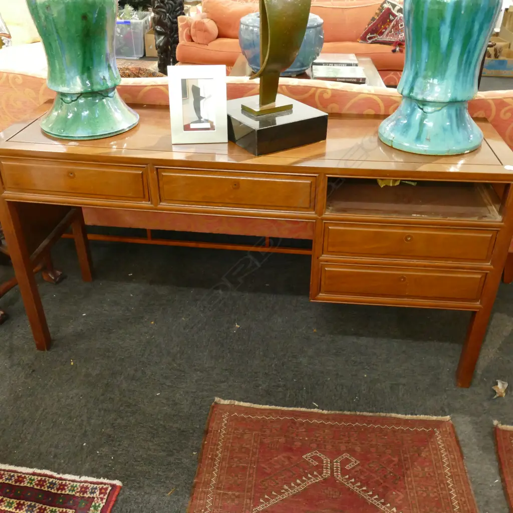 CHINESE HARDWOOD DESK. SOME ATT. REQ'D W. 1450MM Image 1++