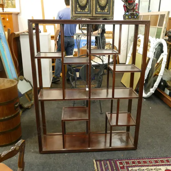 CHINESE HARDWOOD DISPLAY SHELF H. 1345MM