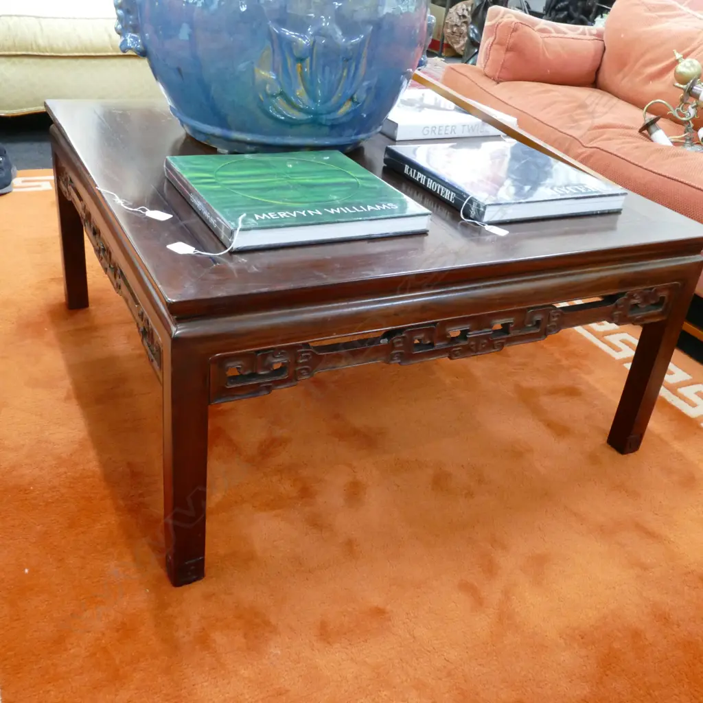 CHINESE LOW HARDWOOD COFFEE TABLE 940 X 930MM Image 1++