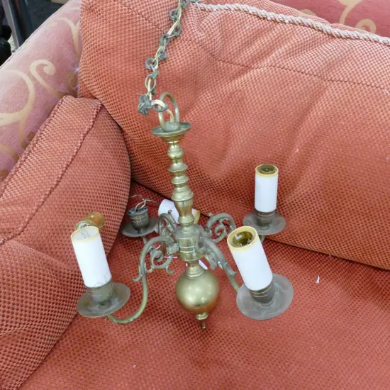 DUTCH BRASS 4 BRANCH CEILING LIGHT FITTING