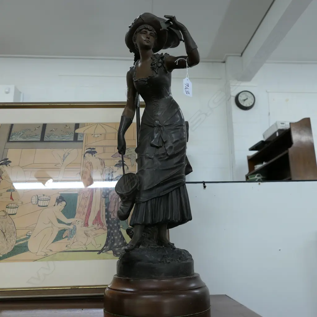 VINTAGE METAL FIGURINE LAMP AF 580MM H Image 1++