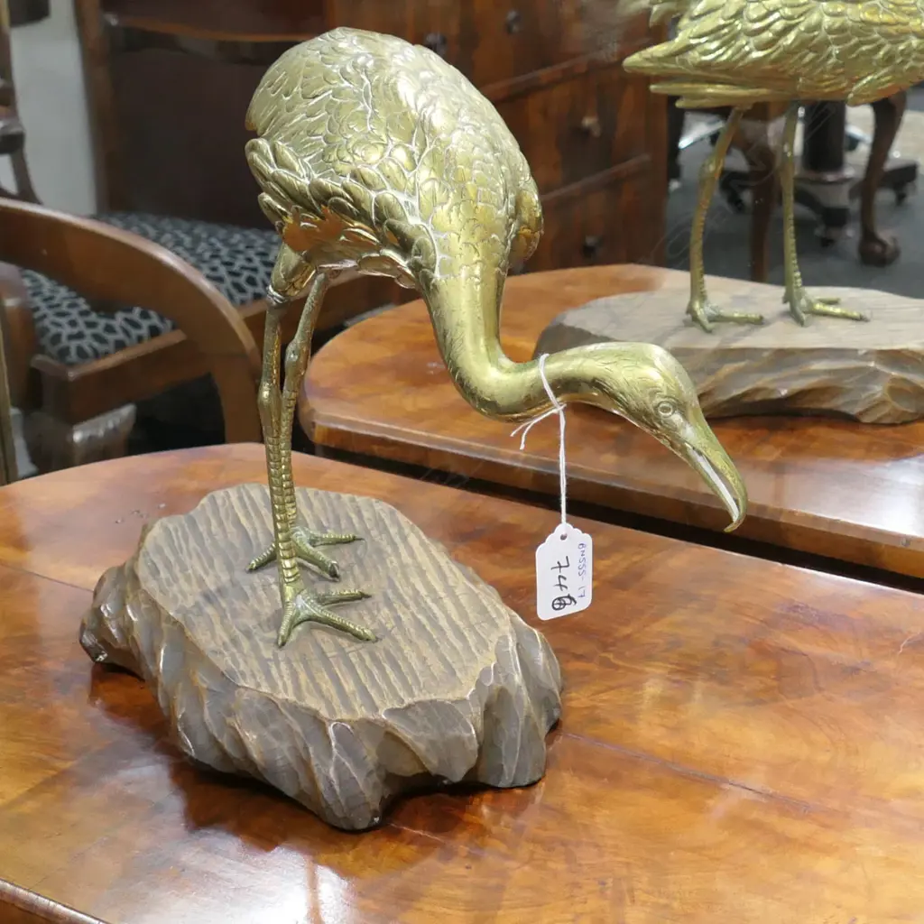 BRASS HERON SCULPTURE H. 285MM Image 1++