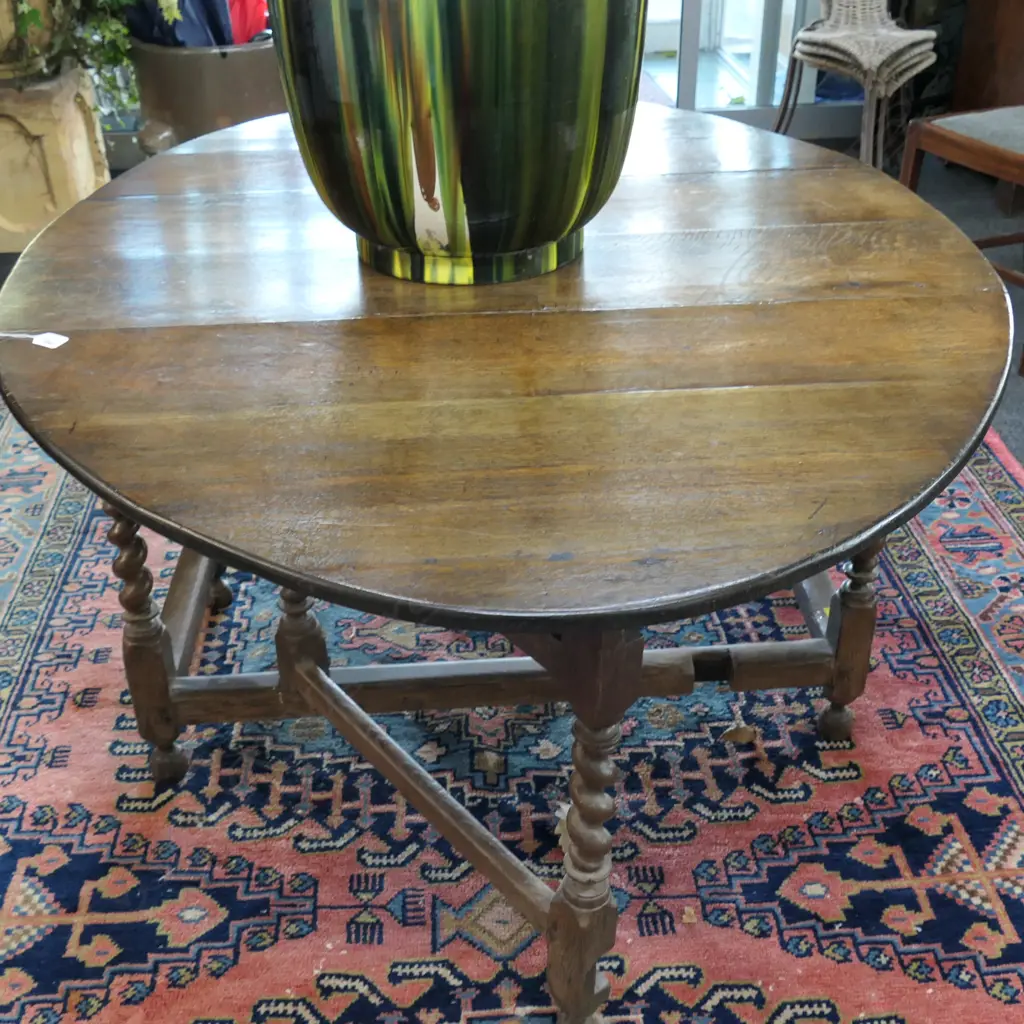 OAK DROPSIDE BARLEY TWIST GATELEG TABLE W. 1170MM Image 1++