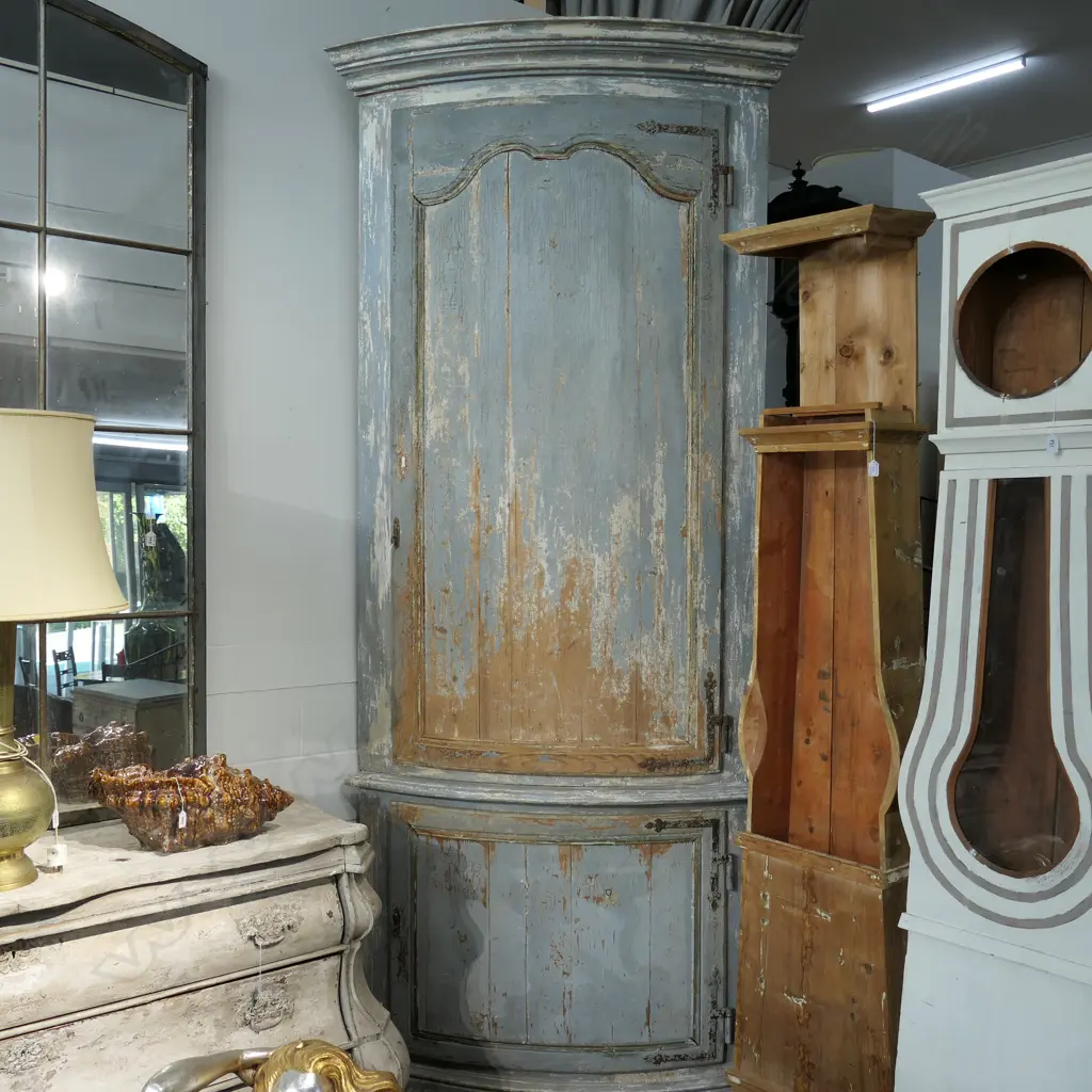 EARLY 19THC FRENCH TALL SECTION CORNER CABINET - DISTRESSED FINISH H. 2200MM Image 1++