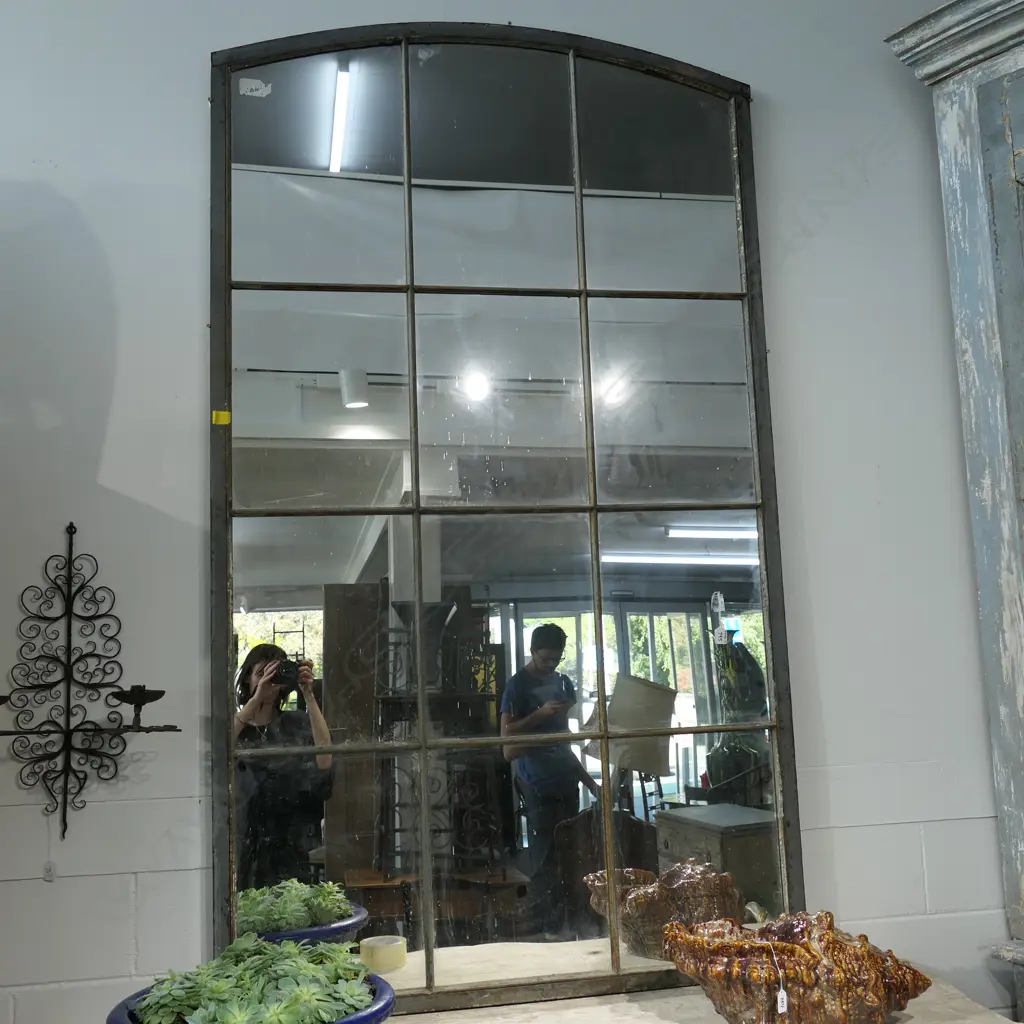LARGE IRON FRAMED FRENCH MIRROR H 2020 MM X1175 MM Image 1++