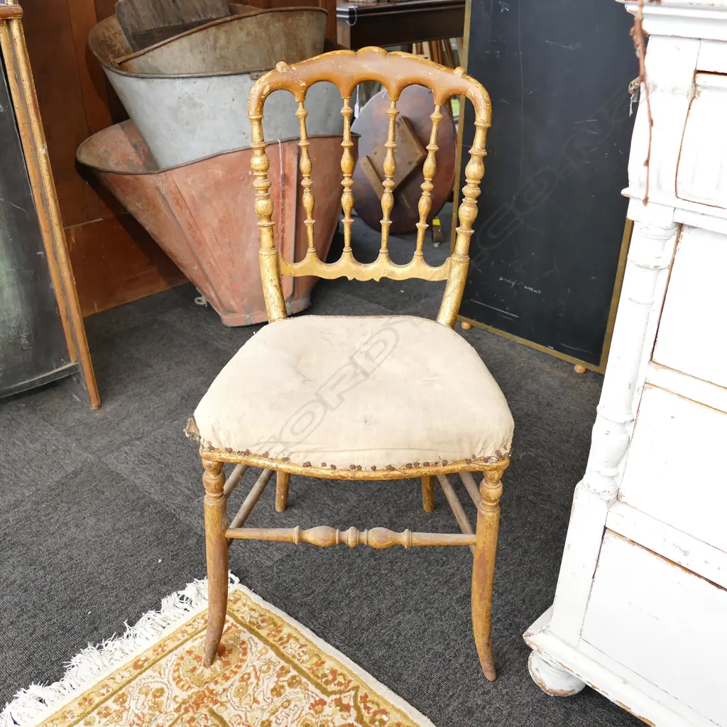 2 GILT SIDE CHAIRS + 2 RESTORERS EBONISED CHAIRS Image 1++