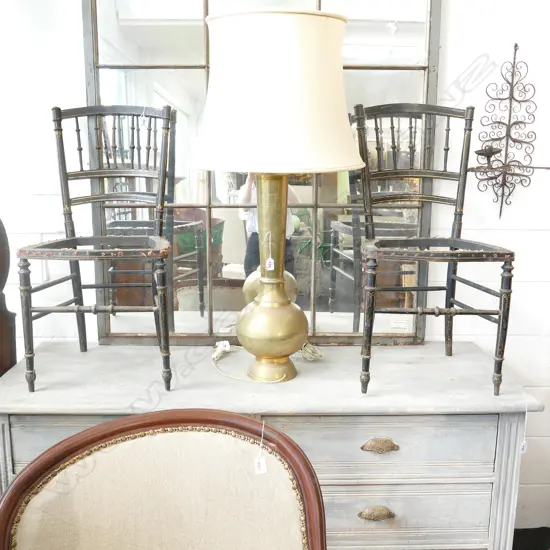 2 GILT SIDE CHAIRS + 2 RESTORERS EBONISED CHAIRS