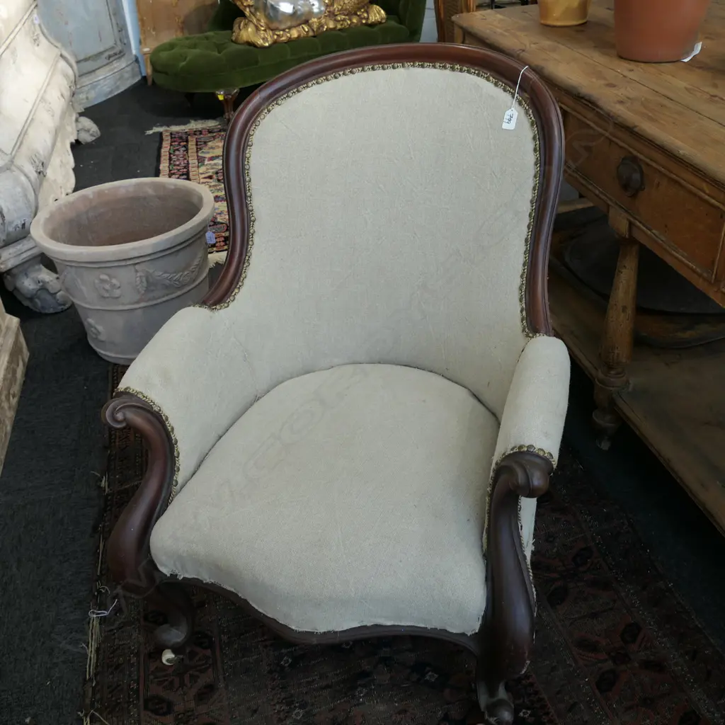 VICT. MAHOGANY GRANDFATHER CHAIR  Image 1++