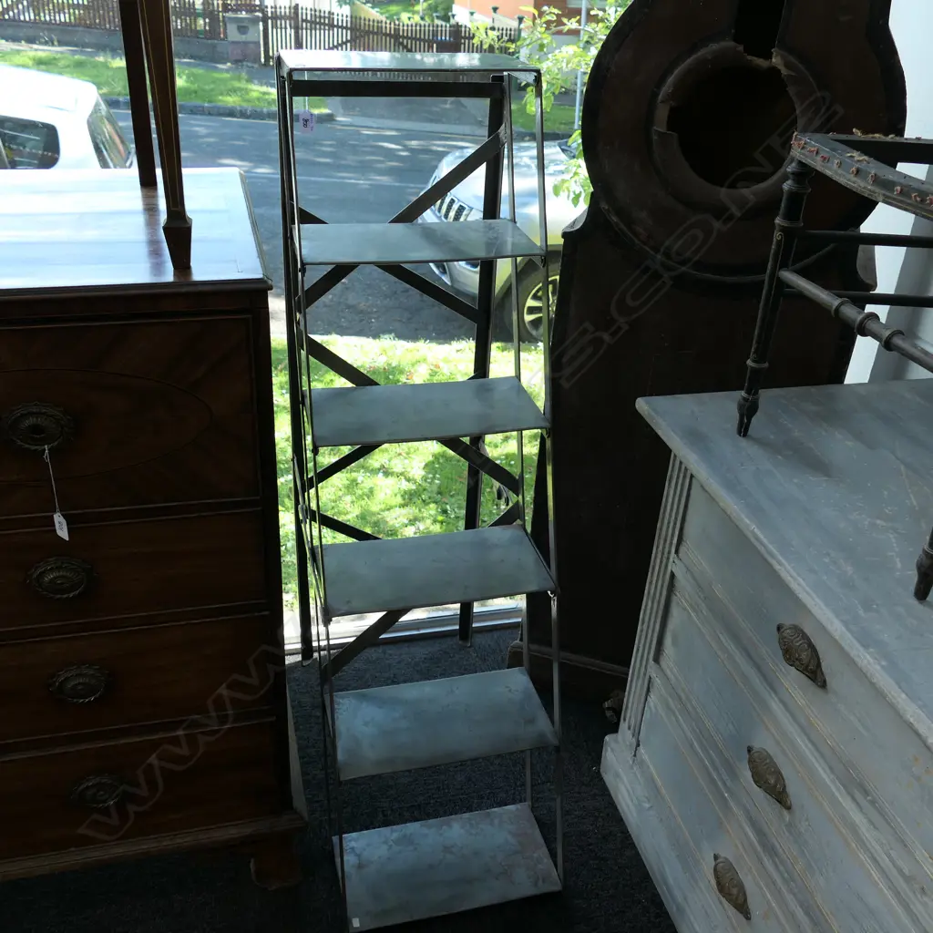 EARLY 20THC METAL SHOP LADDER H. 1230MM Image 1++