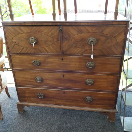 GEORGE III MAHOGANY SECRETAIRE CHEST  W. 1070MM