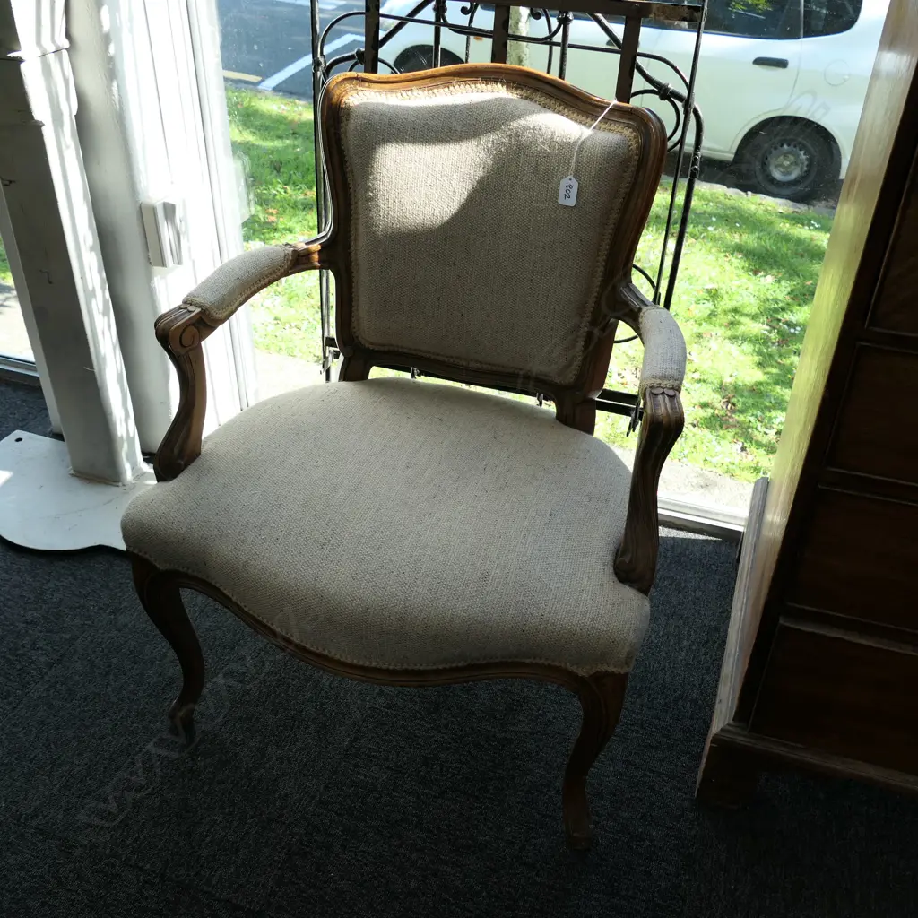 FRENCH FRUITWOOD OPEN ELBOW ARMCHAIR Image 1++