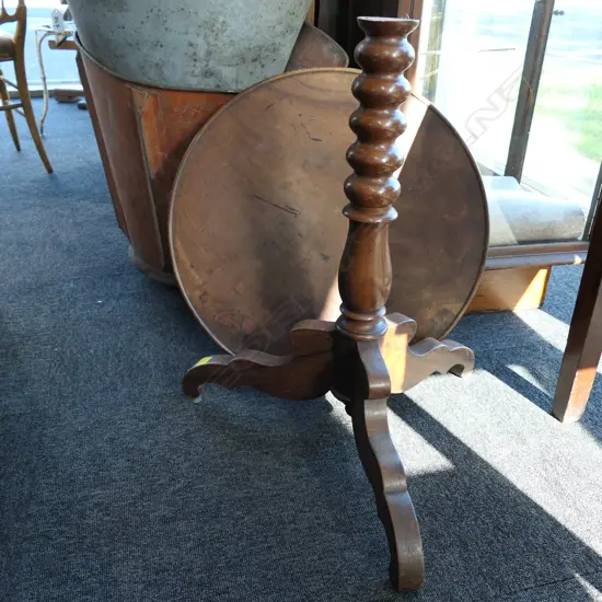 MAHOGANY TRIPOD BASE WINE TABLE A/F