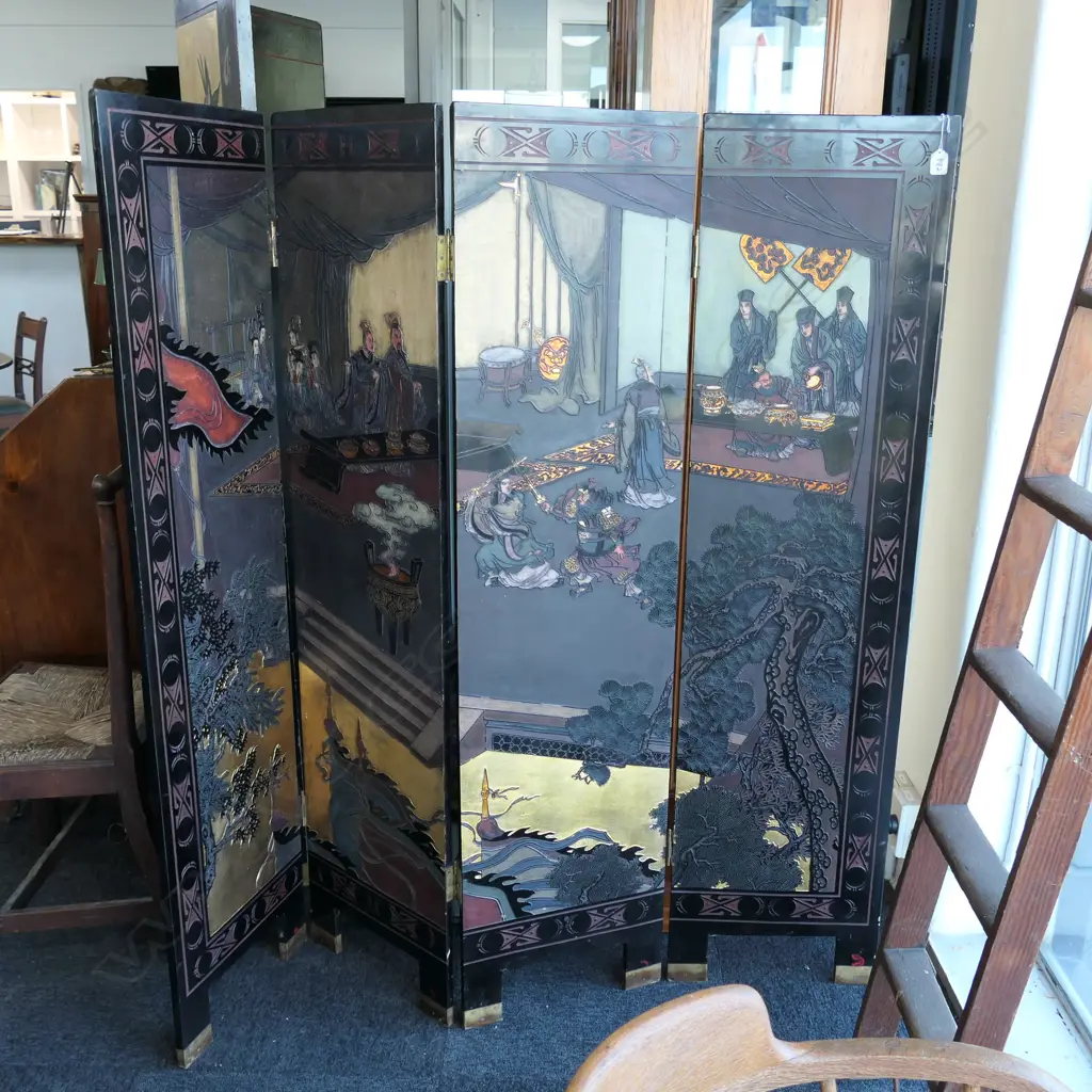 FOUR PANEL ORIENTAL SCREEN 1520MM H Image 1++