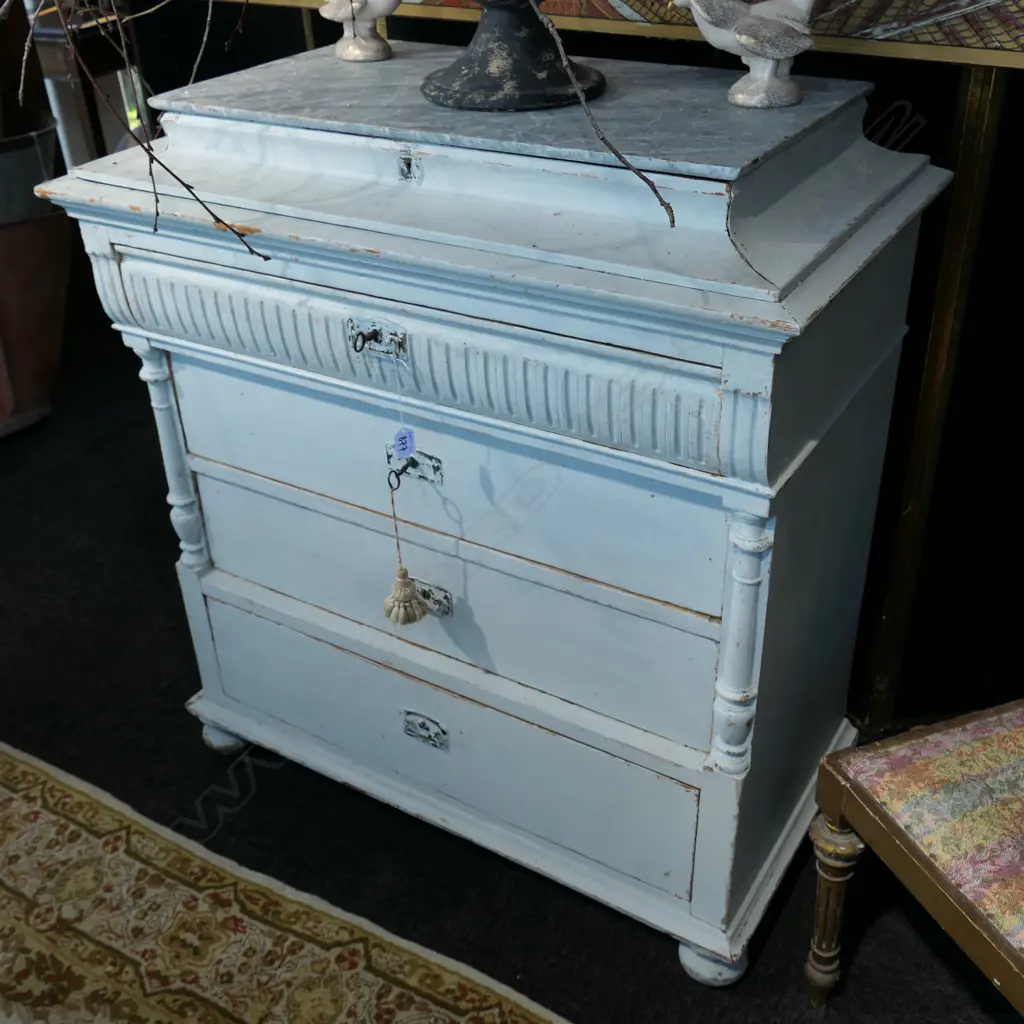 EUROPEAN PAINTED 19THC 4 DRAWER CHEST WITH CONCEALED DRAWER H 1040 MM C Image 1++
