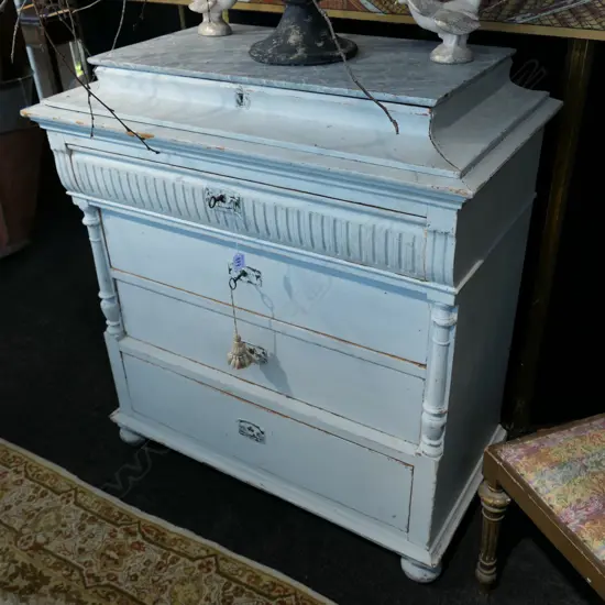 EUROPEAN PAINTED 19THC 4 DRAWER CHEST WITH CONCEALED DRAWER H 1040 MM C
