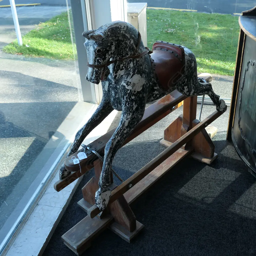 PAINTED VINTAGE ROCKING HORSE Image 1++