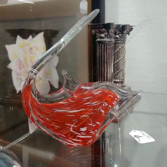 VINTAGE MURANO FISH FLECKED ORANGE INCLUSIONS 