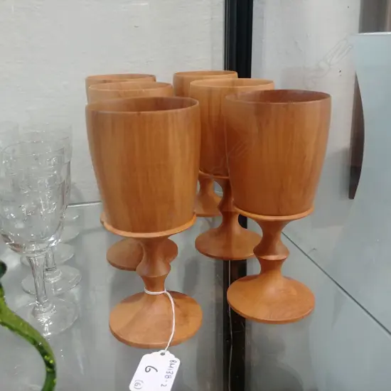 6 TURNED RIMU GOBLETS