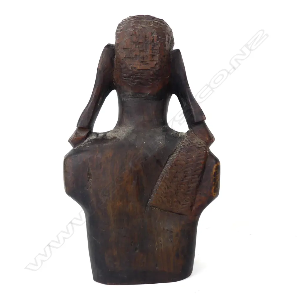 A carved wood portrait bust of a Maasai woman Image 1++