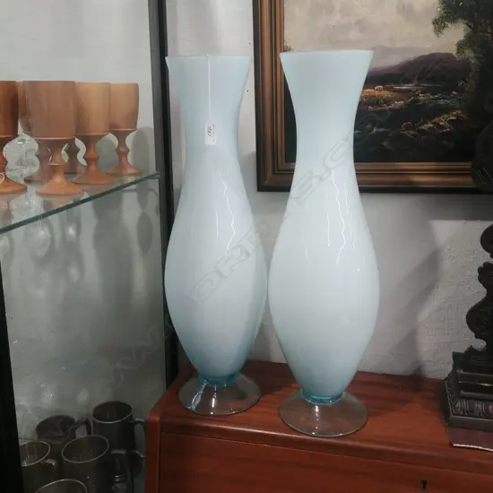 PAIR OF LARGE GLASS VASES 