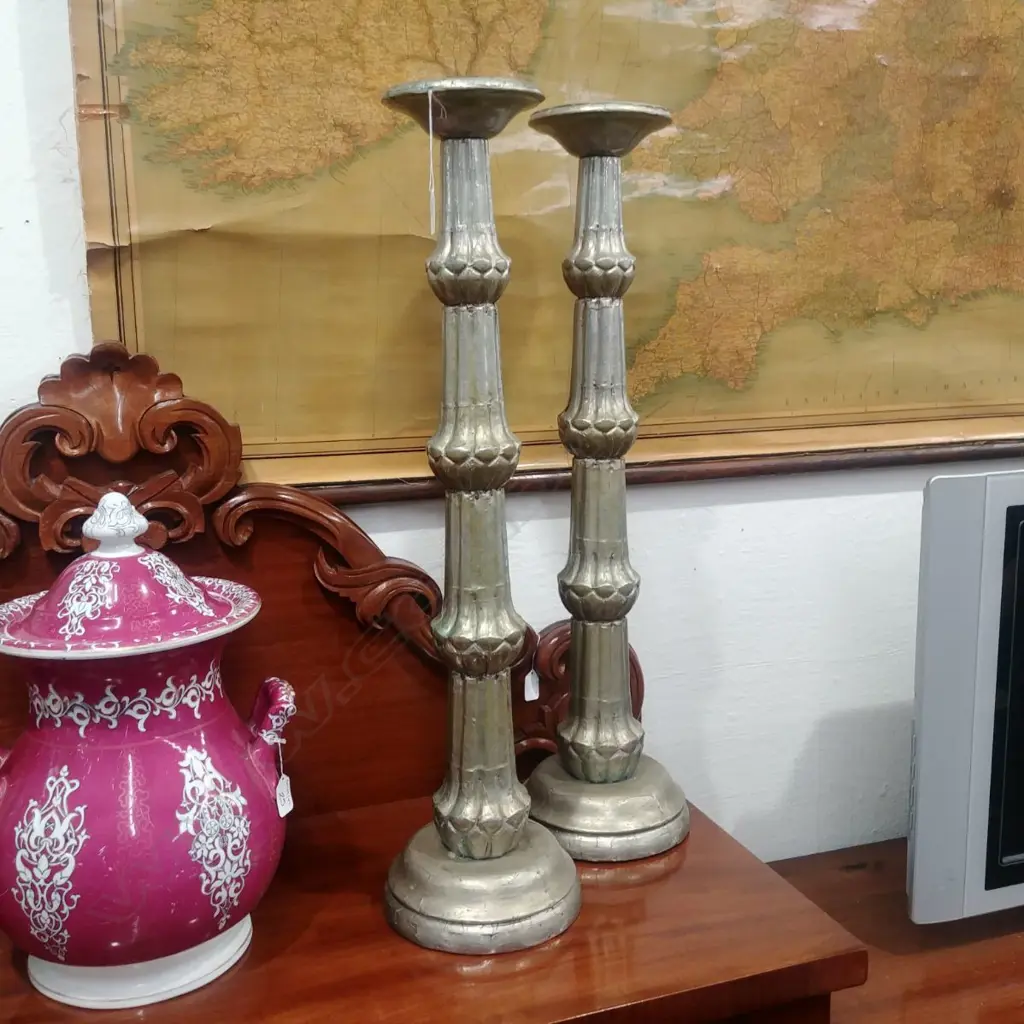 PR METAL COVERED LARGE CANDLESTICKS  Image 1++