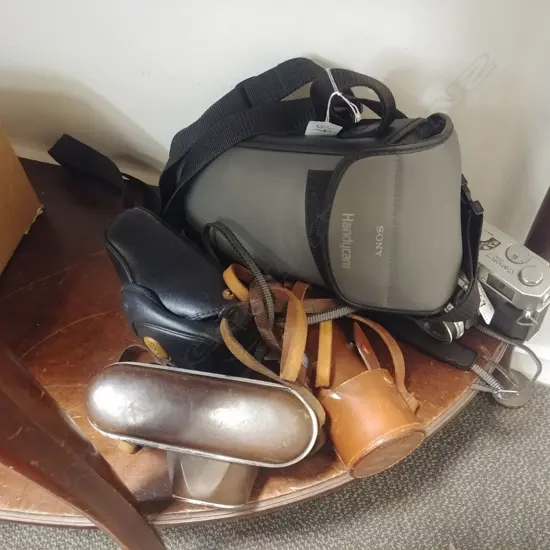 3X OLD CAMERAS; 1 LENS; 1 VIDEO CAMERA