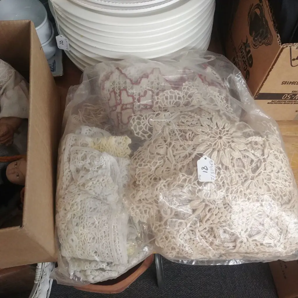 BAG OF ASSORTED H/CRAFTED CROCHET CLOTHS/DOILIES Image 1++