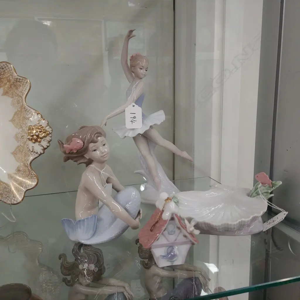 BALLERINA; LLADRO BIRD HOUSE; NAO SHELL, MERMAID WITH FISH Image 1++