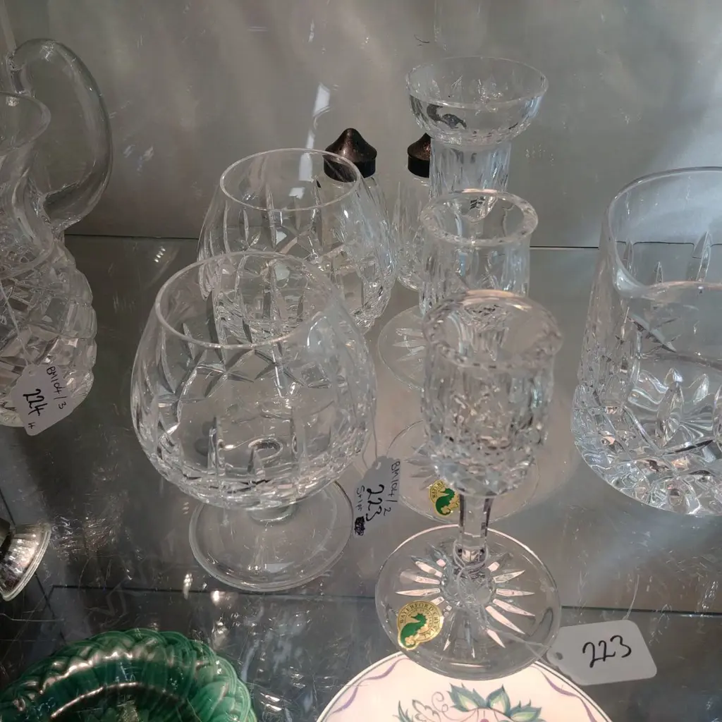 WATERFORD CRYSTAL CANDLE STICKS; BRANDY BALLOONS; S.P. SHAKERS Image 1++