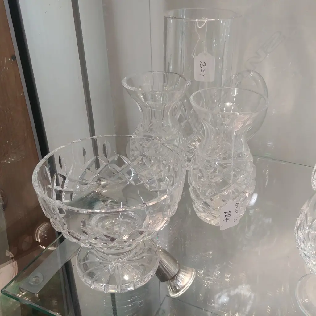 2X  CRYSTAL VASES; COMPORT; BEER MUG Image 1++