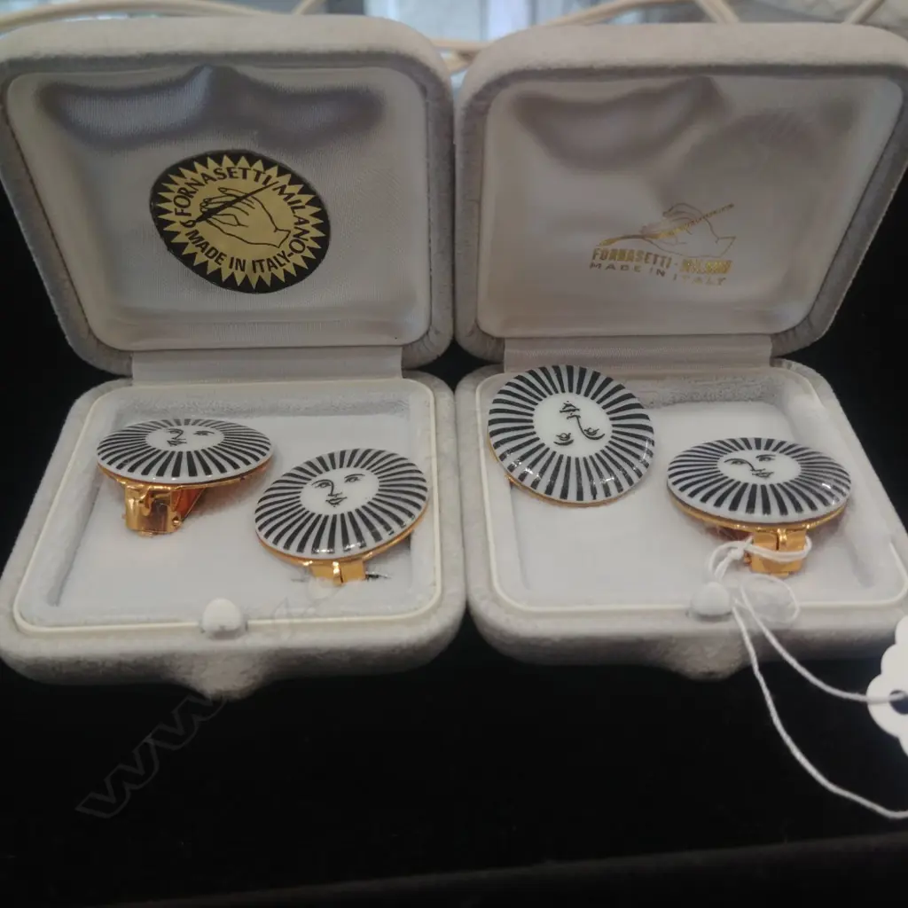 2 SETS OF ITALIAN FORNASETTI CLIP EARRINGS Image 1++