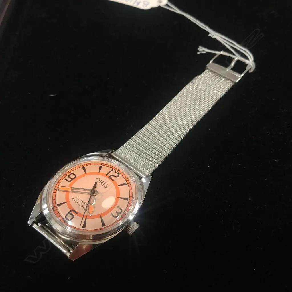 ORIS WRISTWATCH - PEACH DIAL MESH STRAP Image 1++