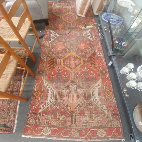 OLD HAND KNOTTED PERSIAN BAKHTIARI RUNNER 106 X 275cm
