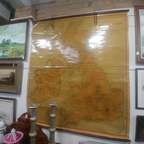 LARGE ROLLER MAP - BARTHOLOMEW'S BRITISH ISLES