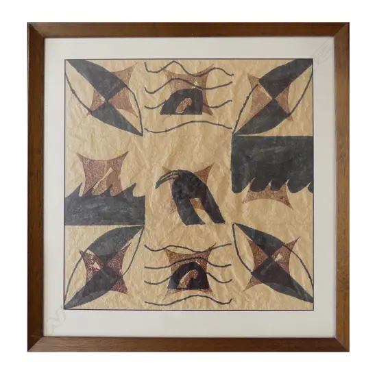 ARTIST UNKNOWN, ABSTRACT DESIGNS, INK ON PAPER, 530 X 520MM INCL FRAME