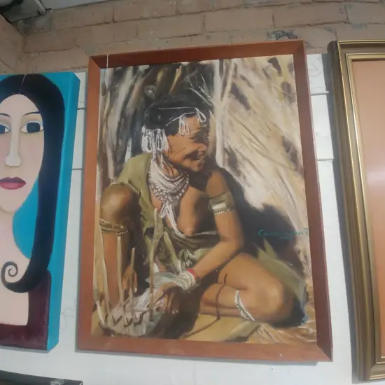 CH LESLIE JONES PAINTING OF AN AFRICAN WOMAN