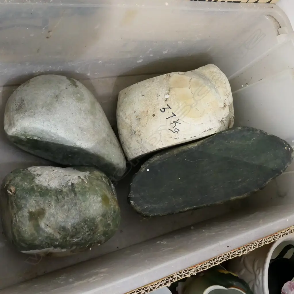BOX OF LARGER GREENSTONE/NEPHRITE BOULDERS X 4 Image 1++