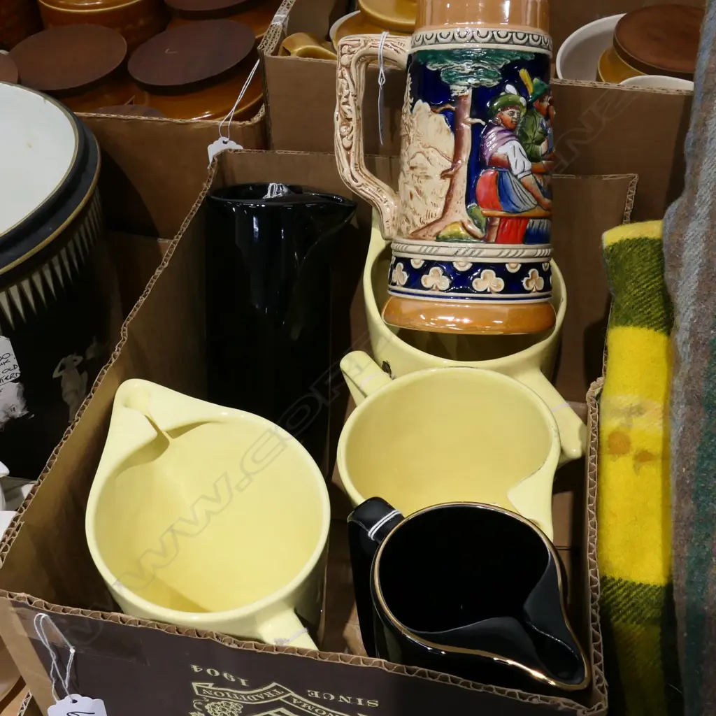 BOX LOT WHISKEY JUGS Image 1++