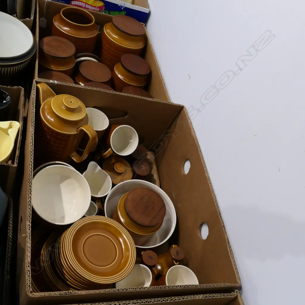 LARGE SET HORNSEA SAFFRON - PART DINNER SERVICE / STORAGE JARS ETC Image 1++