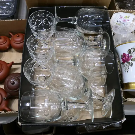 BOX LOT ASST. CRYSTAL WINE GLASSES