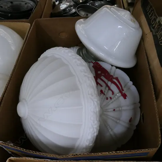 BOX LOT WHITE ART DECO PENDANTS