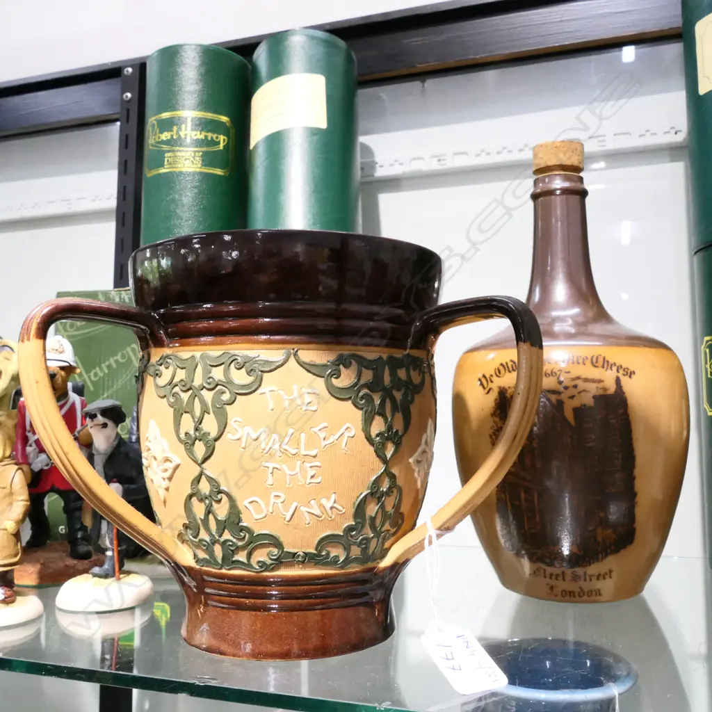 3 HANDLED CUP & YE OLDE CHESHIRE CHEESE FLASK Image 1++