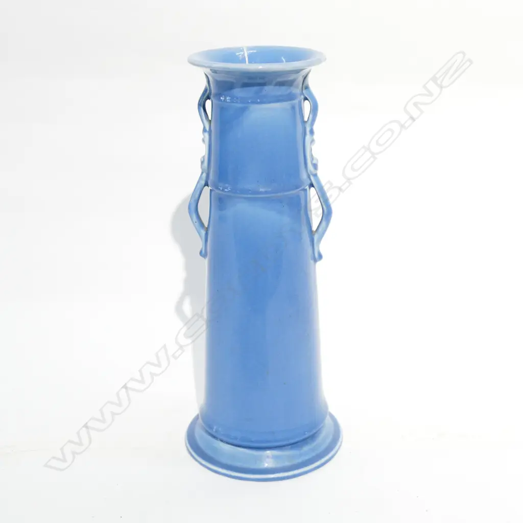 ARTS & CRAFTS BRITISH STUDIO POTTERY VASE BLUE H.295MM Image 1++