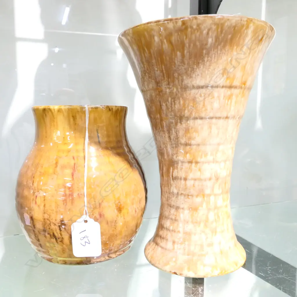 2 TRICKLE GLAZE CROWN LYNN VASES - LARGEST H. 200MM Image 1++